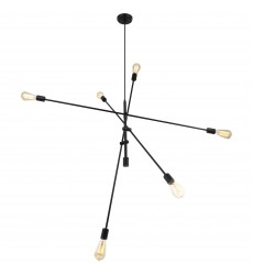 6LT Incandescent Adjustable Pendant, Matte Black-(816P-MB)-Dainolite  6LT Incandescent Adjustable Pendant, Matte Black-(816P-MB)-Dainolite