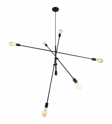 6LT Incandescent Adjustable Pendant, Matte Black-(816P-MB)-Dainolite  6LT Incandescent Adjustable Pendant, Matte Black-(816P-MB)-Dainolite