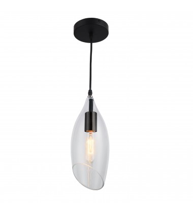 1LT Incandescent Pendant, Blk Finish w/Clear Glass-(ABB-61P-CL)-Dainolite  1LT Incandescent Pendant, Blk Finish w/Clear Glass-(ABB-61P-CL)-Dainolite