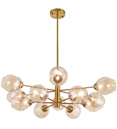  12LT Halogen Chandelier, VB with Champagne Glass-(ABI-3312P-VB)-Dainolite