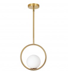  1LT Halogen Pendant AB Finish w/ White Glass-(ADR-101P-AGB)-Dainolite