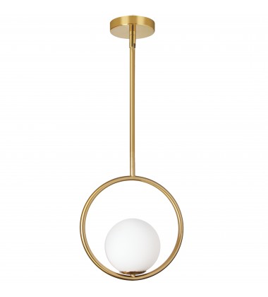  1LT Halogen Pendant AB Finish w/ White Glass-(ADR-101P-AGB)-Dainolite