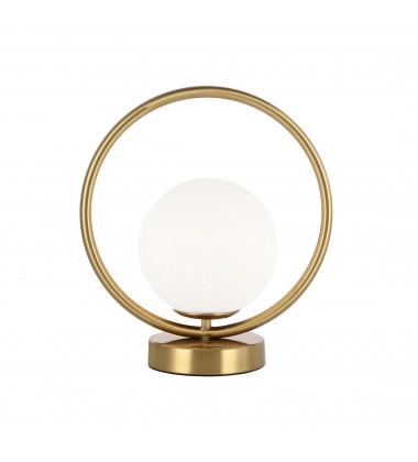 1LT Halogen Table Lamp Aged Brass w/ White Glass-(ADR-101T-AGB)-Dainolite