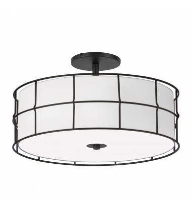  3LT Semi-Flush Mount, MB w/WH shade-(ALC-163SF-MB)-Dainolite
