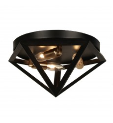 3LT Flush-Mount, BLK/AB-(ARC-123FH-AB)-Dainolite  3LT Flush-Mount, BLK/AB-(ARC-123FH-AB)-Dainolite