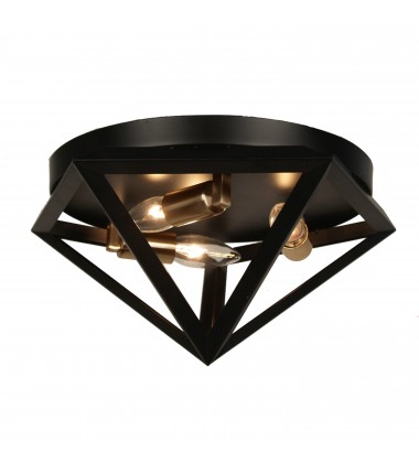 3LT Flush-Mount, BLK/AB-(ARC-123FH-AB)-Dainolite  3LT Flush-Mount, BLK/AB-(ARC-123FH-AB)-Dainolite