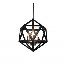3LT Incandescent Chandelier, BLK/AB-(ARC-143C-AB)-Dainolite  3LT Incandescent Chandelier, BLK/AB-(ARC-143C-AB)-Dainolite
