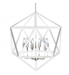 6LT Chandelier, Matte WHT/SC-(ARC-226C-WH-SC)-Dainolite  6LT Chandelier, Matte WHT/SC-(ARC-226C-WH-SC)-Dainolite