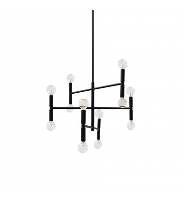  12LT Incandescent Chandelier, Matte Black-(AVA-2012C-MB)-Dainolite
