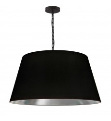  1LT Brynn Large Pendant, BLK/SV Shade, Black-(BRY-L-BK-697)-Dainolite