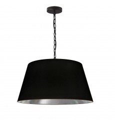  1LT Brynn Medium Pendant, BLK/SV Shade, Black-(BRY-M-BK-697)-Dainolite