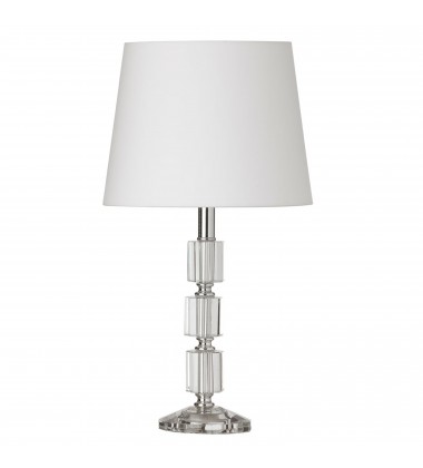  1LT Table Lamp 3 Crystal Column w/Wht Shd-(C11T-PC)-Dainolite