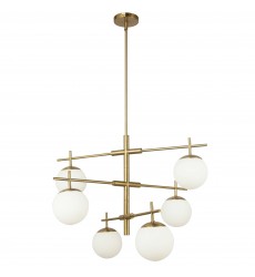  6LT Halogen Chandelier, AGB with WH Opal Glass-(CAE-306C-AGB)-Dainolite