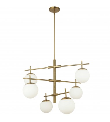  6LT Halogen Chandelier, AGB with WH Opal Glass-(CAE-306C-AGB)-Dainolite