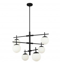  6LT Halogen Chandelier, MB with WH Opal Glass-(CAE-306C-MB)-Dainolite