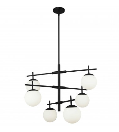  6LT Halogen Chandelier, MB with WH Opal Glass-(CAE-306C-MB)-Dainolite