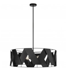 4LT Incandescent Chandelier, MB w/ BK Ribbon-(CDO1-304C-MB-BK)-Dainolite  4LT Incandescent Chandelier, MB w/ BK Ribbon-(CDO1-304C-MB-BK)-Dainolite