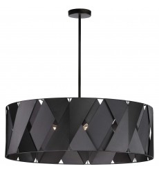 4LT Incandescent Chandelier, MB w/ BK Ribbon-(CDO2-304C-MB-BK)-Dainolite  4LT Incandescent Chandelier, MB w/ BK Ribbon-(CDO2-304C-MB-BK)-Dainolite