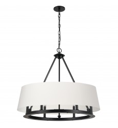  6LT Incandescent Chandelier, MB w/ WH Shades-(CLB-296C-MB-790)-Dainolite