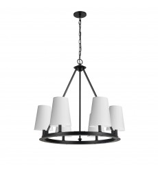  6LT Incandescent Chandelier, MB w/ WH Shades-(CLB-306C-MB-790)-Dainolite