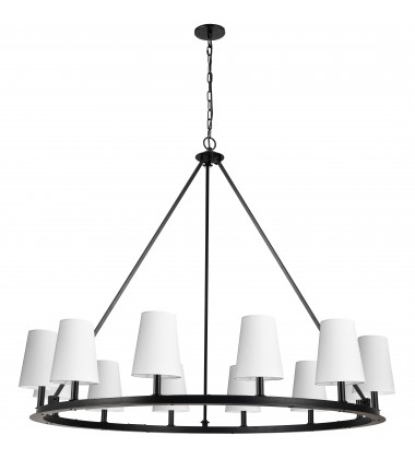  12LT Incandescent Chandelier, MB w/ WH Shades-(CLB-5212C-MB-790)-Dainolite