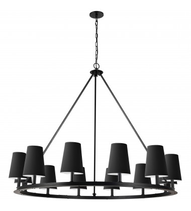  12LT Incandescent Chandelier, MB w/ BK Shades-(CLB-5212C-MB-797)-Dainolite