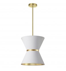  1LT Incand Pendant, AGB w/ GLD ring, WH/GLD Shade-(CTN-121P-AGB-692)-Dainolite