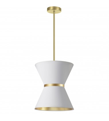  1LT Incand Pendant, AGB w/ GLD ring, WH/GLD Shade-(CTN-121P-AGB-692)-Dainolite
