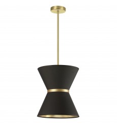  1LT Incand Pendant, AGB w/ GLD ring, BK/GLD Shade-(CTN-121P-AGB-698)-Dainolite