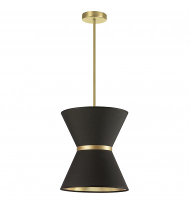  1LT Incand Pendant, AGB w/ GLD ring, BK/GLD Shade-(CTN-121P-AGB-698)-Dainolite