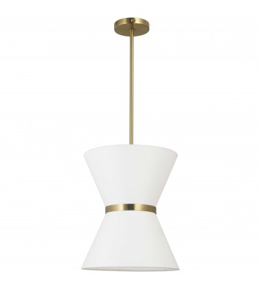  1LT Incand Pendant, AGB w/ GLD ring, WH Shade-(CTN-121P-AGB-790)-Dainolite