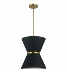  1LT Incand Pendant, AGB w/ GLD ring, BK Shade-(CTN-121P-AGB-797)-Dainolite