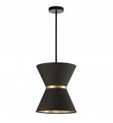  1LT Incand Pendant, MB w/ GLD ring, BK/GLD Shade-(CTN-121P-MB-698)-Dainolite