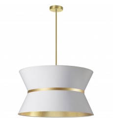  4LT Incand Chandelier, AGB w/ GLD ring, WH/GLD SH-(CTN-244C-AGB-692)-Dainolite