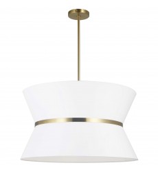  4LT Incand Chandelier, AGB w/ GLD ring, WH Shade-(CTN-244C-AGB-790)-Dainolite