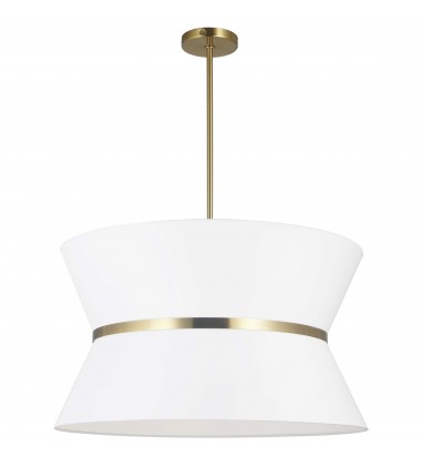  4LT Incand Chandelier, AGB w/ GLD ring, WH Shade-(CTN-244C-AGB-790)-Dainolite