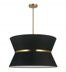  4LT Incand Chandelier, AGB w/ GLD ring, BK Shade-(CTN-244C-AGB-797)-Dainolite
