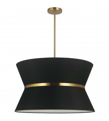  4LT Incand Chandelier, AGB w/ GLD ring, BK Shade-(CTN-244C-AGB-797)-Dainolite