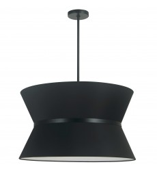 4LT Incandescent Chandelier, MB w/ BK Shade-(CTN-244C-MB-797)-Dainolite  4LT Incandescent Chandelier, MB w/ BK Shade-(CTN-244C-MB-797)-Dainolite