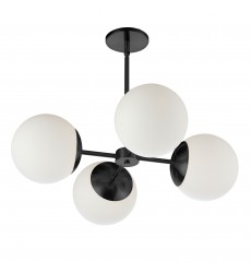 4LT Chandelier, MB w/ WH Opal Glass-(DAY-244C-MB)-Dainolite