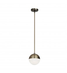  1LT Halogen Pendant, AB w/ WH Opal Glass-(DAY-71P-AB)-Dainolite