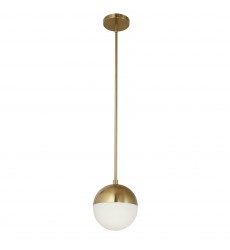  1LT Halogen Pendant, AGB w/WH Opal Glass-(DAY-71P-AGB)-Dainolite