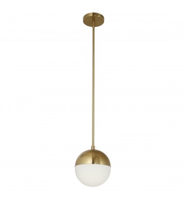  1LT Halogen Pendant, AGB w/WH Opal Glass-(DAY-71P-AGB)-Dainolite