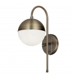 1LT Halogen Sconce AB w/ WH Opal Glass HW + Plug-(DAY-71W-AB)-Dainolite  1LT Halogen Sconce AB w/ WH Opal Glass HW + Plug-(DAY-71W-AB)-Dainolite