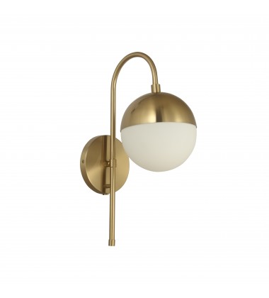  1LT Halogen Sconce AGB w/ WH Opal Glass HW + Plug-(DAY-71W-AGB)-Dainolite