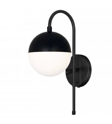  1LT Halogen Sconce MB w/ WH Opal Glass HW + Plug-(DAY-71W-MB)-Dainolite