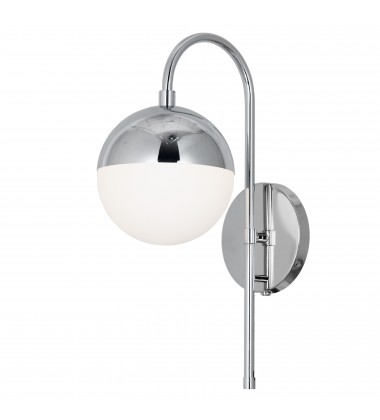  1LT Halogen Sconce PC w/ WH Opal Glass HW + Plug-(DAY-71W-PC)-Dainolite