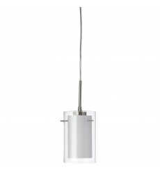 Single Pendant Satin Chrome Clear/White Glass-(DL293701-SC)-Dainolite  Single Pendant Satin Chrome Clear/White Glass-(DL293701-SC)-Dainolite