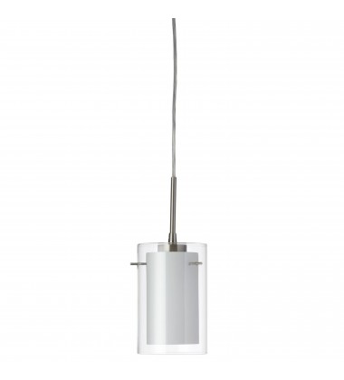 Single Pendant Satin Chrome Clear/White Glass-(DL293701-SC)-Dainolite  Single Pendant Satin Chrome Clear/White Glass-(DL293701-SC)-Dainolite