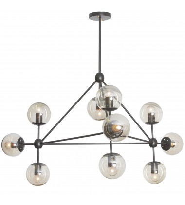  10LT Chandelier Triangular w/ Cognac Glass, BK-(DMI-4410C-BK)-Dainolite